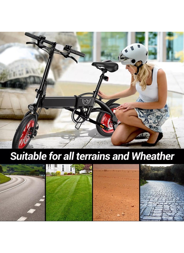 Wind Horse - Premium Quality Adult Folding Electric Bike with 350W Brushless Motor, 36V 8AH Battery, Carbon Alloy Frame, 14-Inch Tires, Dual Disk Brake, 35KM Range in Single Charge, Adjustable Seat Electric Scooter - Image 1