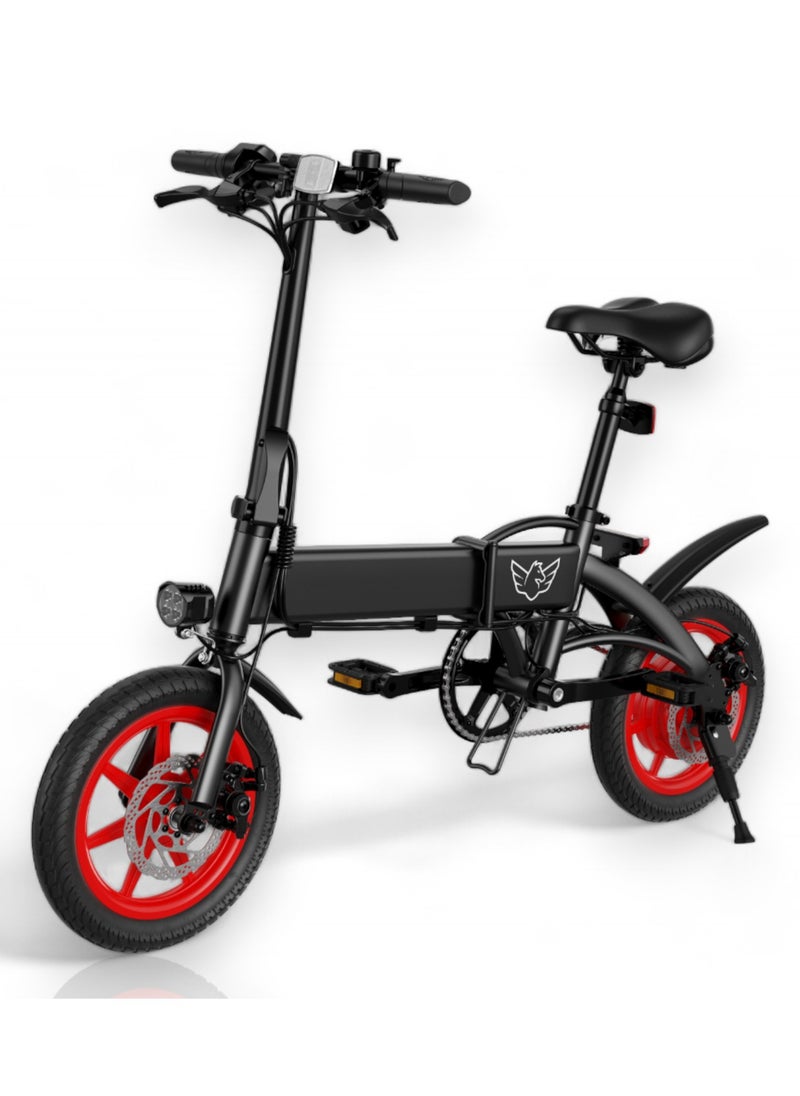 Wind Horse - Premium Quality Adult Folding Electric Bike with 350W Brushless Motor, 36V 8AH Battery, Carbon Alloy Frame, 14-Inch Tires, Dual Disk Brake, 35KM Range in Single Charge, Adjustable Seat Electric Scooter - Image 1