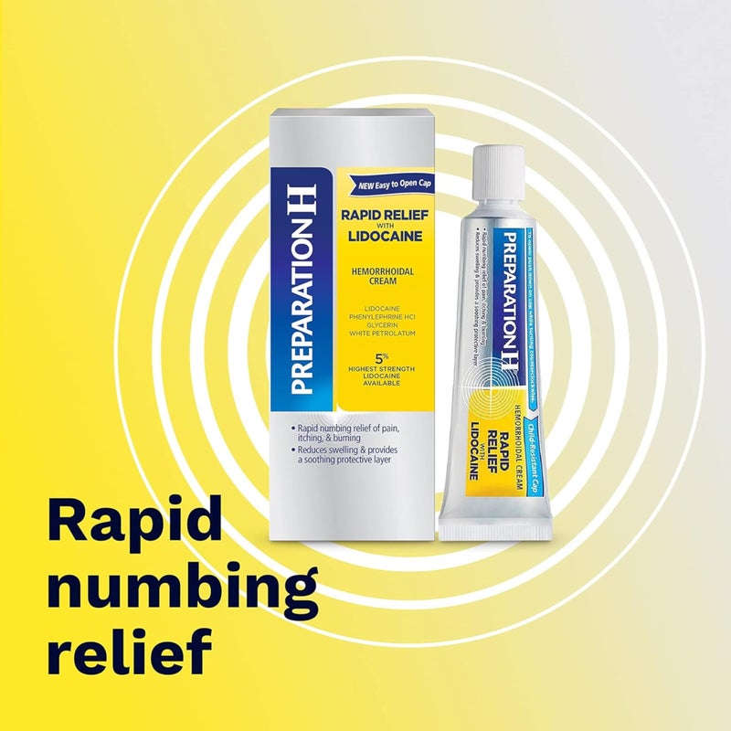 Preparation H Rapid Relief Hemorrhoid Cream with Lidocaine, Numbing Relief for Swelling, Pain, Burning and Itching - 1 Oz Tube - Image 2