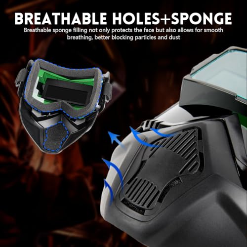 Serplex® 2 In 1 Welding Helmet With Auto-Darkening Welding Goggles, Includes 10 Replacement Lenses, Lightweight & Breathable PP Face Mask with Foam Eye Frame Pad, Adjustable Head Strap - Image 4
