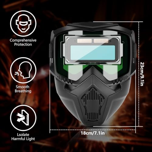 Serplex® 2 In 1 Welding Helmet With Auto-Darkening Welding Goggles, Includes 10 Replacement Lenses, Lightweight & Breathable PP Face Mask with Foam Eye Frame Pad, Adjustable Head Strap - Image 2