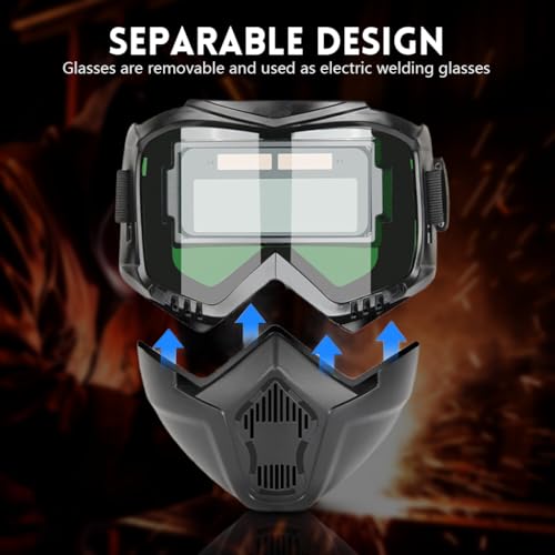 Serplex® 2 In 1 Welding Helmet With Auto-Darkening Welding Goggles, Includes 10 Replacement Lenses, Lightweight & Breathable PP Face Mask with Foam Eye Frame Pad, Adjustable Head Strap - Image 5