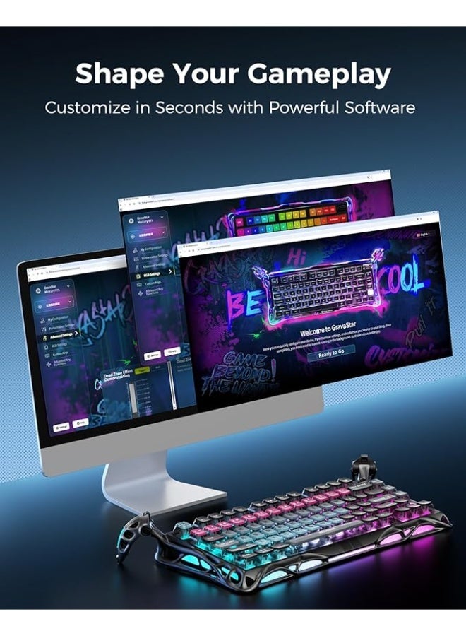جرافا ستار لوحة مفاتيح الألعاب GravaStar V75 PRO بتأثير هول - Cyberpunk - Image 5
