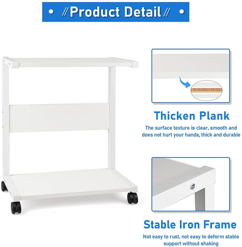 Generic Indian Decor 45152 Space Saving Racks MultiLayer fax Racks Computer Tower Stand PC Stand 2Tier CPU Stand with Lockable Wheels Under Desk Fits Most PC White  - Image 5