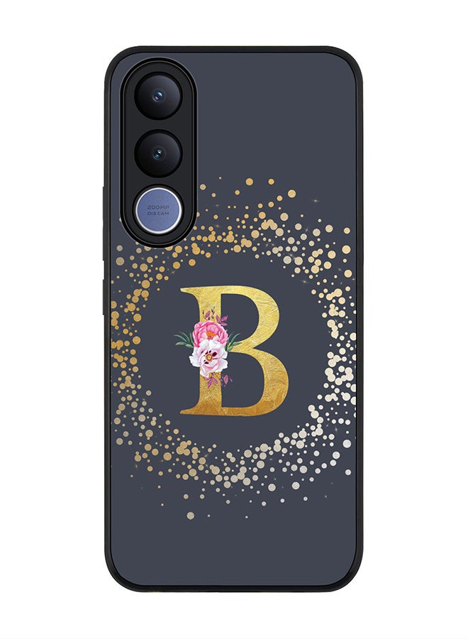 Stylizedd For vivo V70 FE Case,Slim fit Camera Protection, Shockproof Thin Phone cover  - Custom Monogram Floral - B  (Grey ) - Image 1