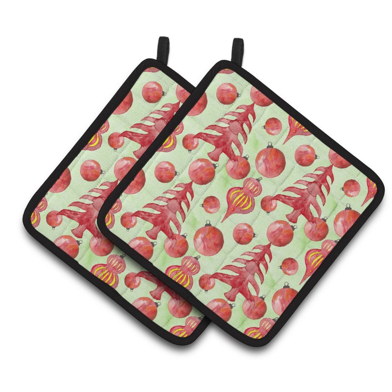 Caroline's Treasures ""Caroline's Treasures Red Christmas Tree and Ornaments Decorated Pot Holder  7.5"""" x 7.5""""  Multicolor"" 