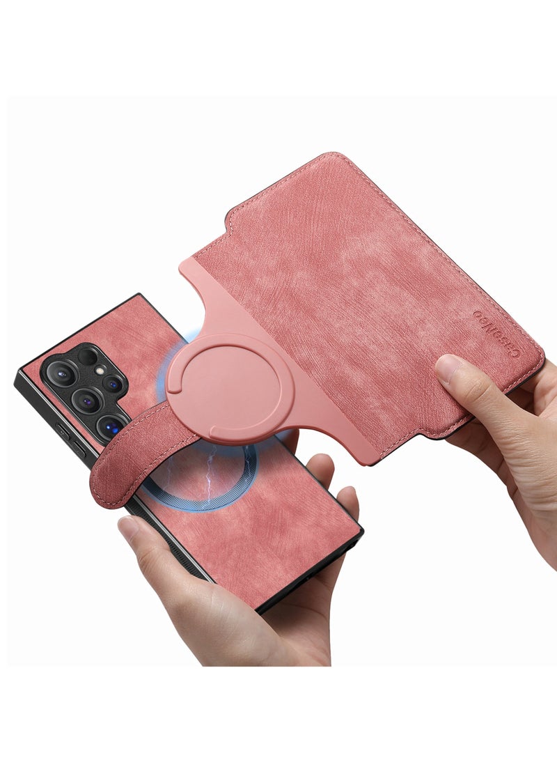 عام الغطاء المغناطيسي القابل للفصل 2 في 1 مناسب لحامل هاتف Samsung S24Ultra/S24Plus/S24 مع حامل بطاقات مغناطيسي قوي.