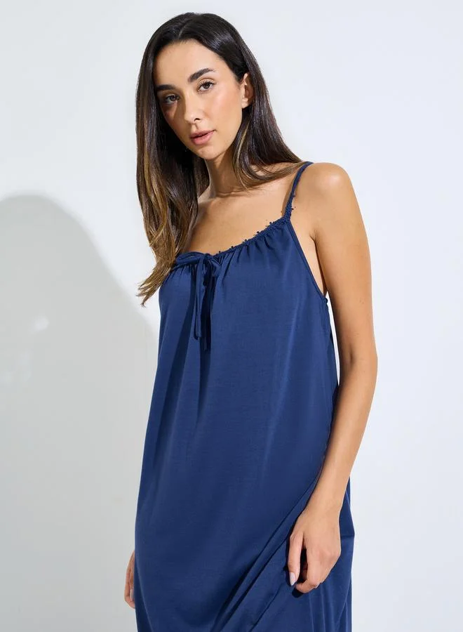 ستايلي Floral Lace Strap Ruffle Hem Slip Dress