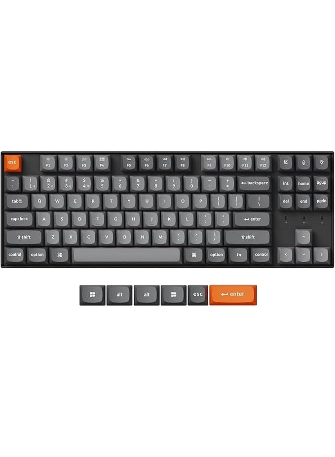 Keychron K8 Max QMK Wireless Mechanical Keyboard – 87-Key TKL (80%) ISO, Tri-Mode (2.4GHz/BT 5.1/Wired), Hot-Swappable Super Switches, RGB, Arabic-English PBT, 4000mAh Battery - Image 1
