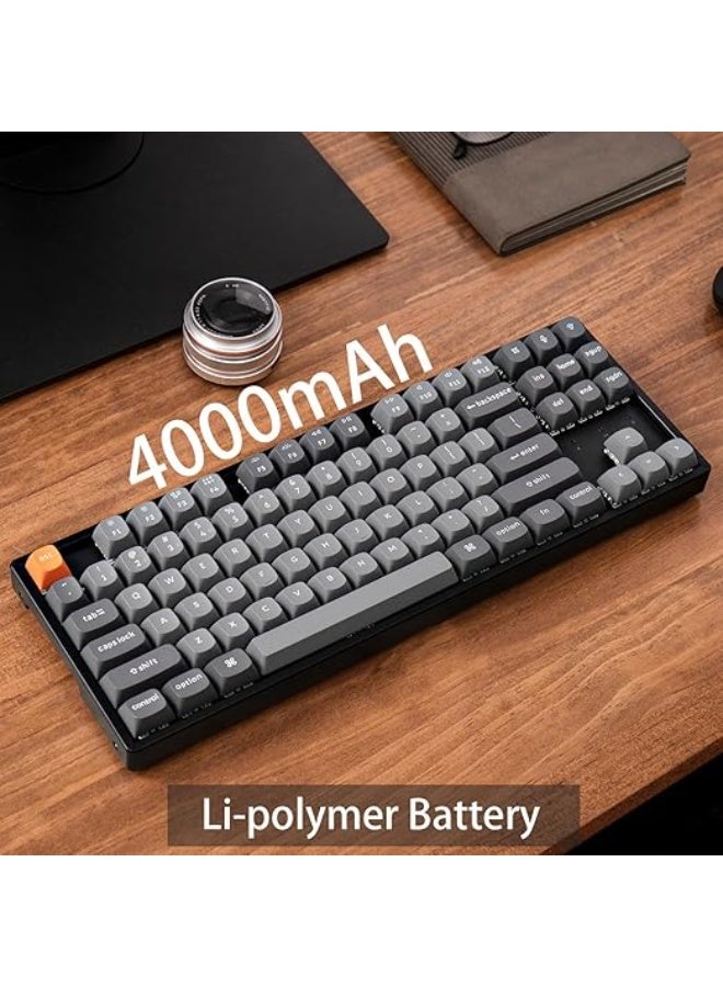 Keychron K8 Max QMK Wireless Mechanical Keyboard – 87-Key TKL (80%) ISO, Tri-Mode (2.4GHz/BT 5.1/Wired), Hot-Swappable Super Switches, RGB, Arabic-English PBT, 4000mAh Battery - Image 2