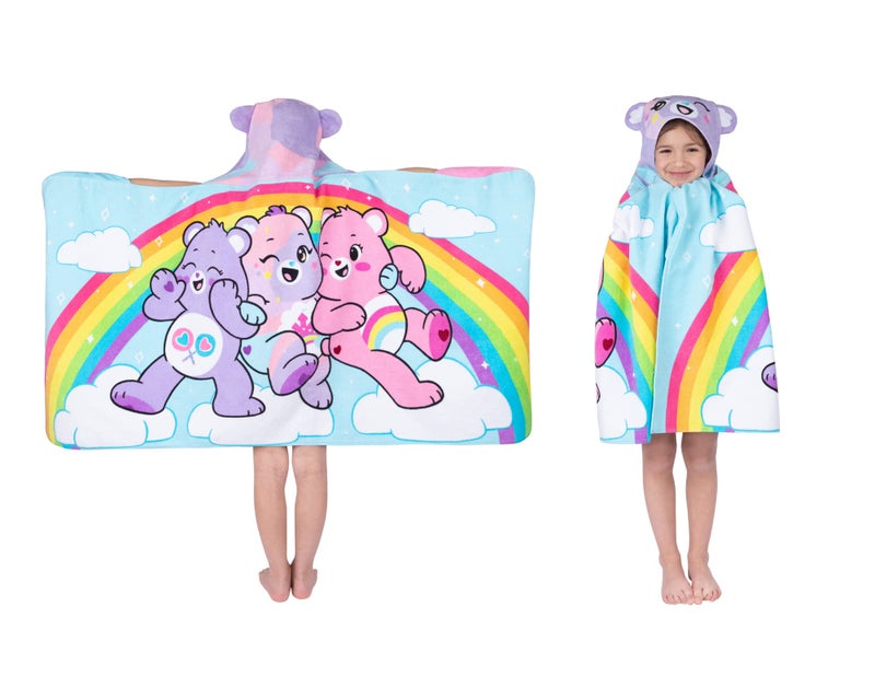 Franco Care Bears BathPoolBeach Soft Cotton Terry Hooded Towel Wrap 24 in x 50 in By Franco Kids