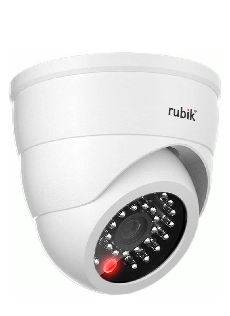 Rubik - Dummy CCTV Camera with Flashing LED Light, Adjustable Fake Surveillance Camera Security Indoor Dome Camera with LED Light (White) - Image 1