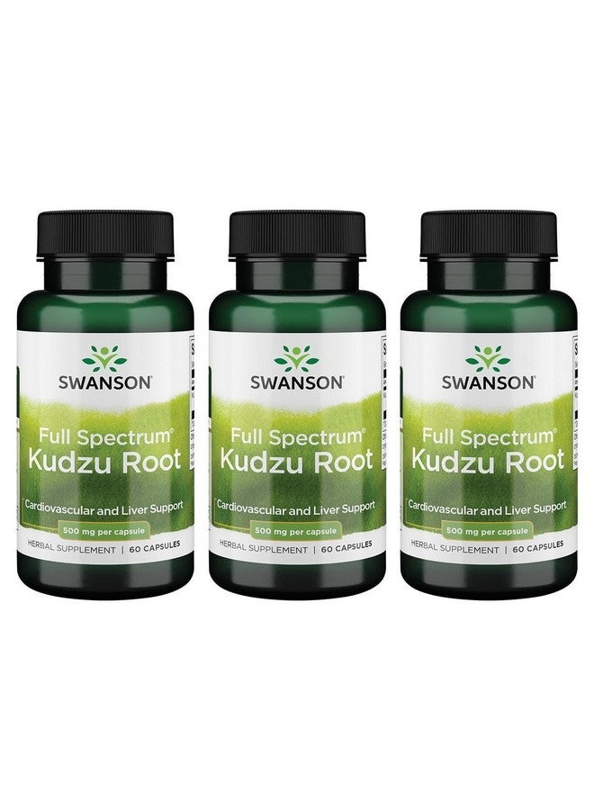 Swanson Full Spectrum Kudzu Root - Herbal Supplement Supporting Heart Health & Liver Health - May Support Healthy Blood Pressure & Cholesterol Levels - (60 Capsules, 500mg Each) (3 Pack)