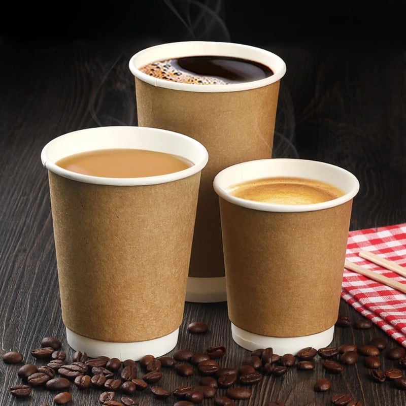 AGASTRIYA Disposable Paper Cups 40 Pieces 250 ml Disposable Glasses Double Wall Paper Coffee Cups Hot and Cold Beverage Drinking Tea Cup for Parties - Image 4