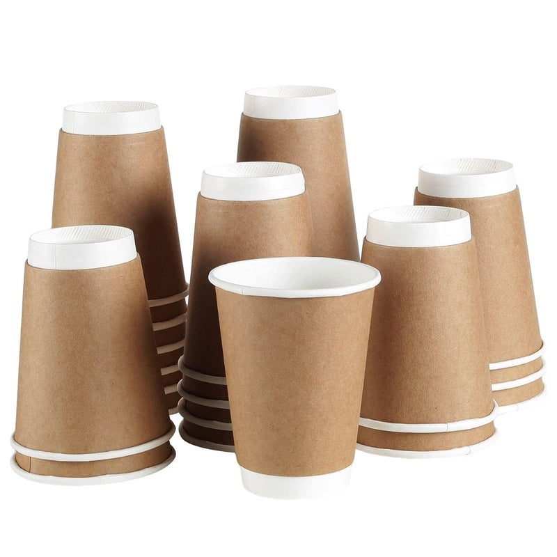 AGASTRIYA Disposable Paper Cups 40 Pieces 250 ml Disposable Glasses Double Wall Paper Coffee Cups Hot and Cold Beverage Drinking Tea Cup for Parties - Image 1