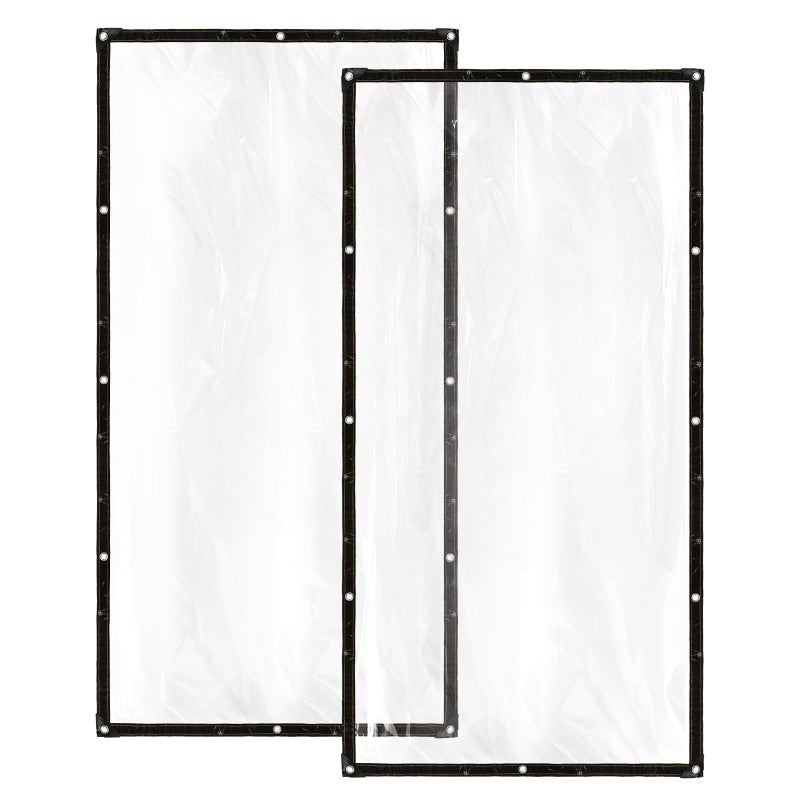 COSMOS كوزموس 2 قطع غطاء شفاف من القماش الثقيل بلاستيك شفاف غطاء مطر مع حلقات للحديقة والدفيئة وتغطية النباتات والشرفة والفناء والتخييم في الهواء الطلق مقاوم للماء ومقاوم للتمزق 78 × 39 بوصة