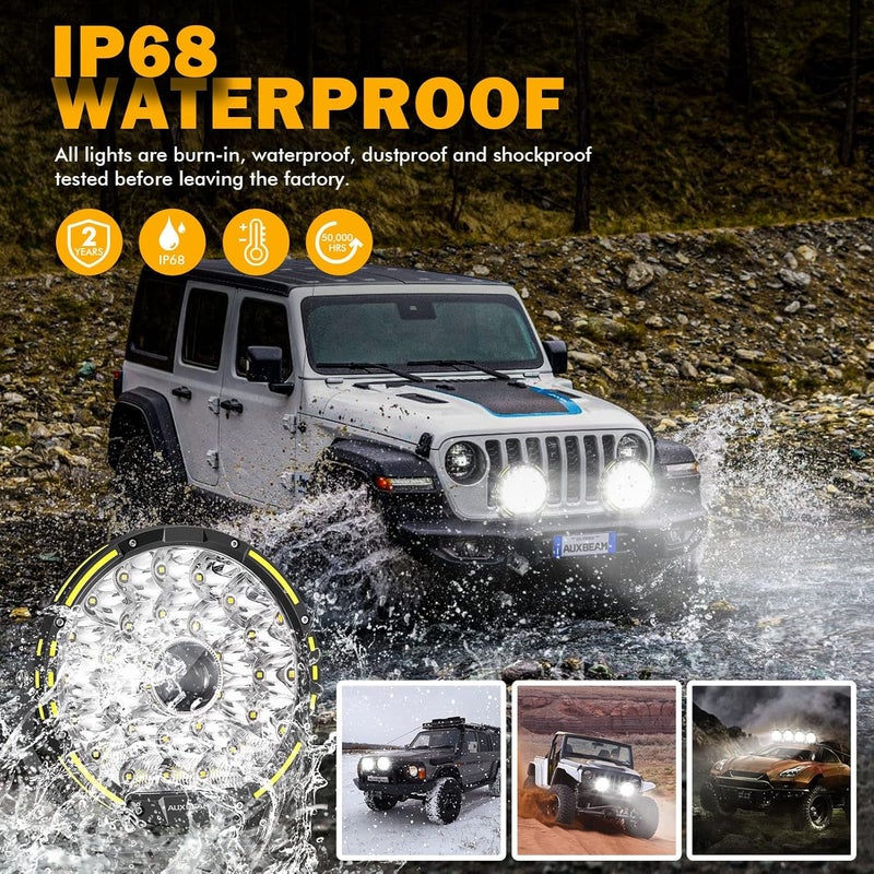 Auxbeam 360-PRO Series 9 Inch Round Off Road Lights, 270W LED Driving Lights 37776LM Spot Flood Combo Light Bar, Auxiliary Light Pods Bumper Work Lights Offroad Lighting - Image 4