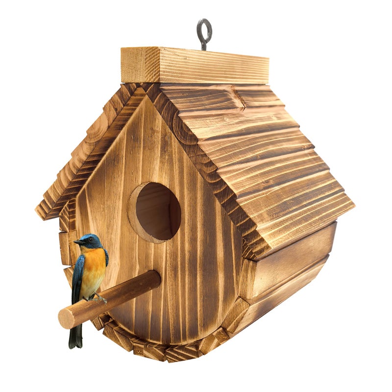KWISAMR 1 Pack Wren Houses for Outdoors,Natural Wooden Bird Houses for Outdoor Chickadee,Bluebird etc,Handmade from Natural Wood for Garden Decorations - Image 1