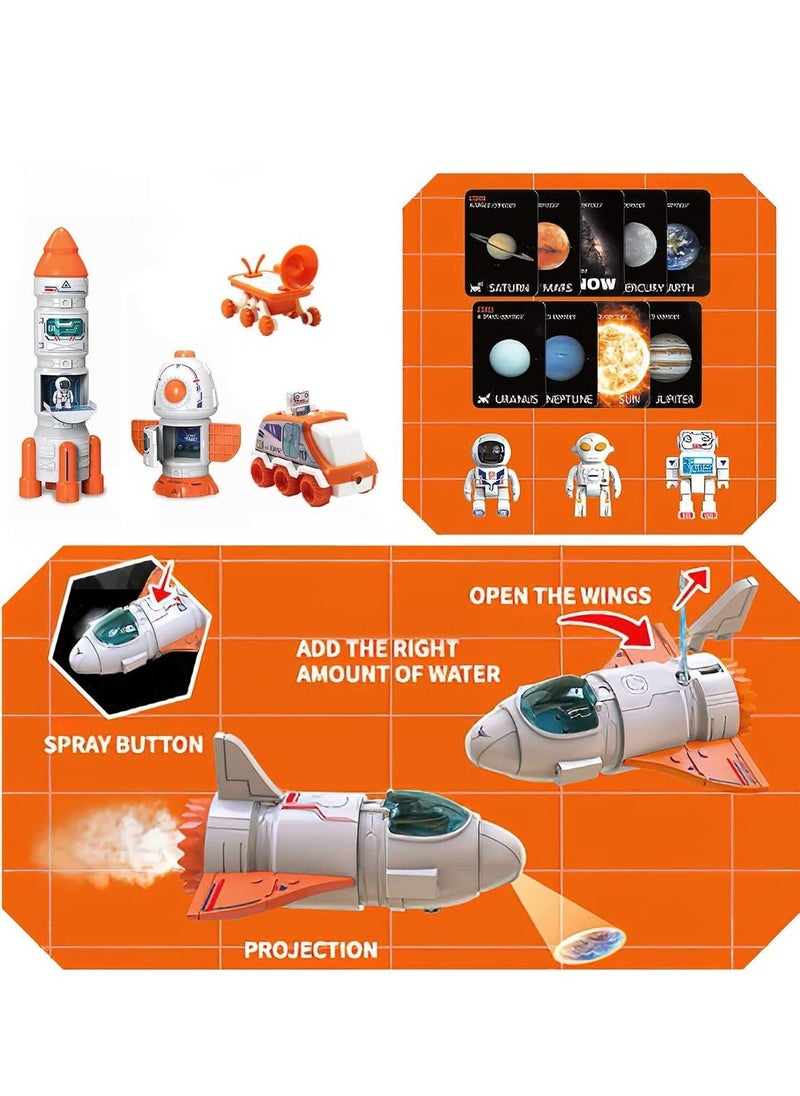 5 in1 Space Toy for Kids Aerospace Model Space Figure Toys with Sound Lights Includes Space Shuttle Astronaut Figures Rover Station  - Image 3