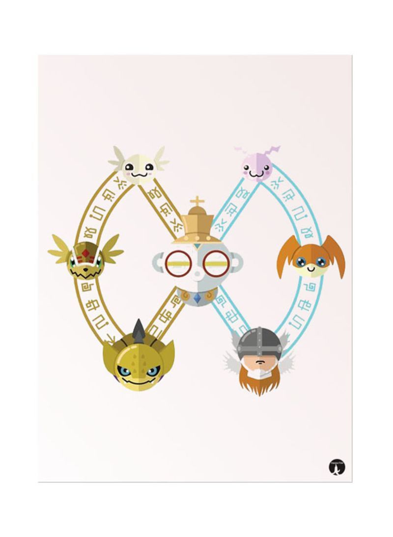 RKN Metal Plate Of The Anime Digimon Poster Multicolour
