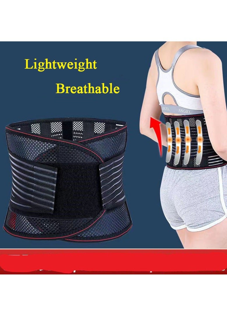DURKU Waist Belt Lumbar Support Back Brace, Adjustable Back Support Strap With Air Mesh, Anti-skid Lumbar Support for sciatica scoliosis (XXL, Black)  - Image 2