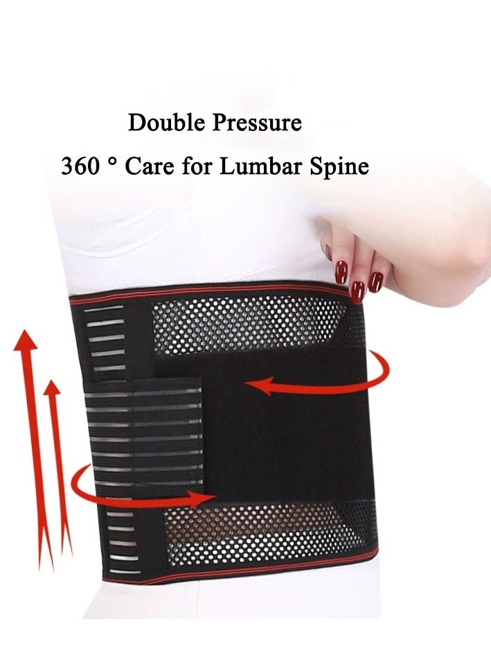 DURKU Waist Belt Lumbar Support Back Brace, Adjustable Back Support Strap With Air Mesh, Anti-skid Lumbar Support for sciatica scoliosis (XXL, Black)  - Image 4