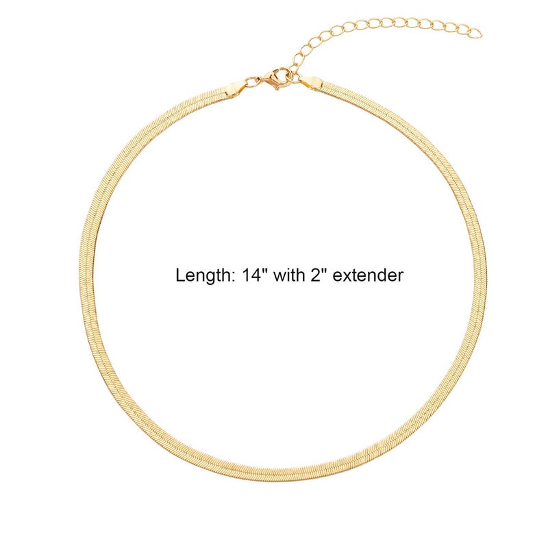BaubleStar Link Layered Collar Necklace 14K Gold Plated Layering Paperclip Chain Herringbone Snake Choker Statement Fashion Jewelry for Women - Image 5