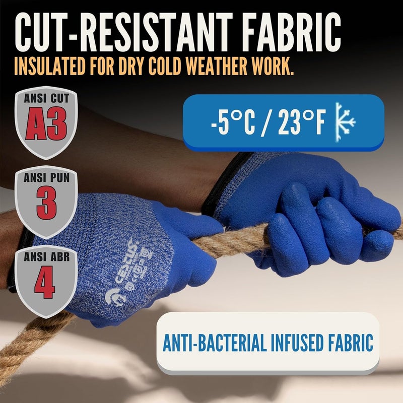 Cestus C13, Winter Work Gloves, ANSI A3 Cut-Resistant, Insulated and Warm for Cold Weather, Freezer Gloves - Image 2
