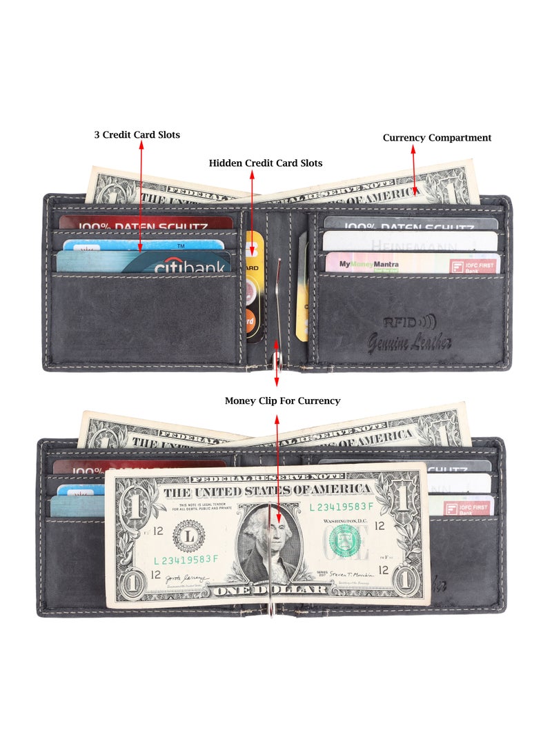 FEND Fend Genuine Leather Men's Wallet with RFID Protection Grey  - Image 4