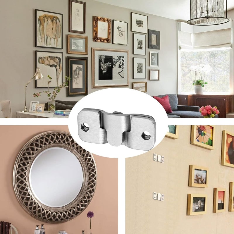 Zikra 4Pairs Flush Mount Brackets Heavy Duty Picture Hangers Z-Clip Interlock Photo Frame Hook Metal Keyhole Hangers for Hanging Headboards (44 x 19mm) - Image 5