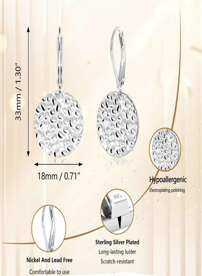 ALEXCRAFT 925 Sterling Silver Dangle Earrings for Women, 14K Gold Plated Geometric Flat Round Disc Hammered Coin Drop Earring Hypoallergenic Lightweight Leverback Earrings for Women Trendy Jewelry - Image 3