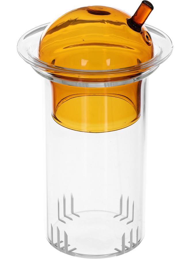 السيف  طقم تقديم الشاي الزجاجي العنبر إبريق شاي + أكواب وصحون + قاعدة تدفئة 15 قطعة هازل - Image 5