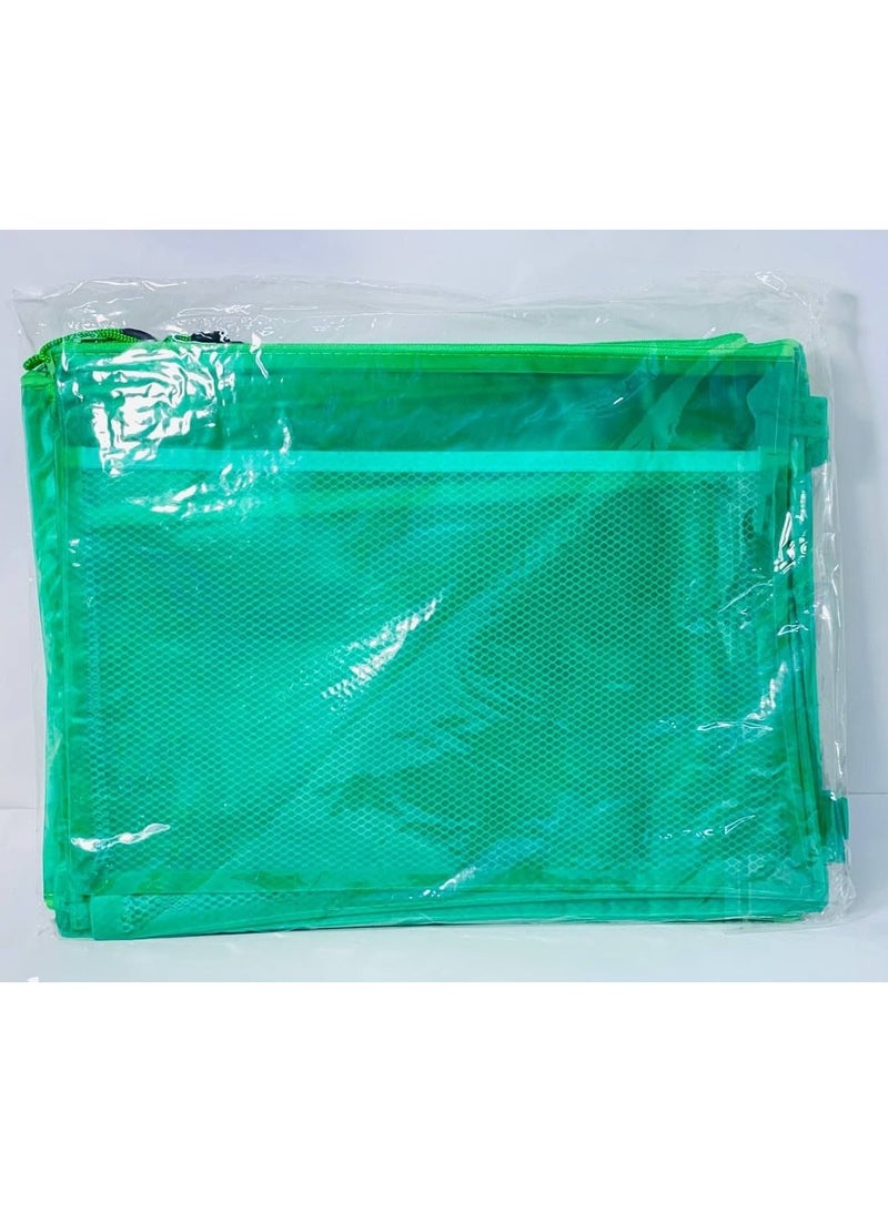 Zipper folder and transparent folder net, fabric on plastic, collects all your papers, for B4 paper in colors. Bag: 12 pieces - Image 3