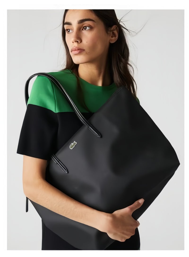 لاكوست حقيبة ليد للنساء من لاكوست L12.12 كونسبت فاشن متعددة الاستخدامات بسعة كبيرة بحجم كبير حقيبة يد وحقيبة كتف كبيرة باللون الأسود 35 سم * 30 سم * 14 سم - Image 2