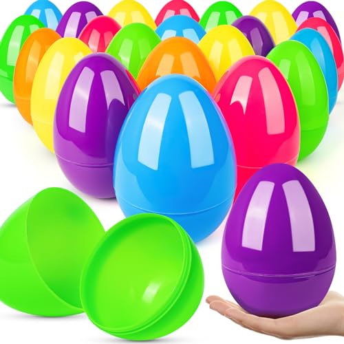 V-Opitos VOpitos 24 PCS Jumbo Easter Eggs 6 Inch Large Plastic Easter Eggs Bulk Fillable Empty Eggs for Easter Egg Hunt Surprise Eggs Basket Stuffers Fillers Easter Party Favor for Kids - Image 1