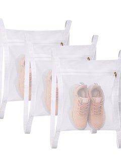Sneaker Wash & Dry Net Bag for Dryer, 15.7x13.8 Inch Large HoneyComber Mesh Bags with Zipper and Strap for Shoes, Clothing, Laundry Reused Bag Tool (Large) 3 Pcs, Sneaker Wash & Dry Net Bag for Dryer