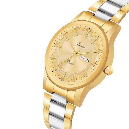 jainx Premium Golden Chain Day and Date Feature Analog Wrist Watch for Men - JM1175 - Image 4