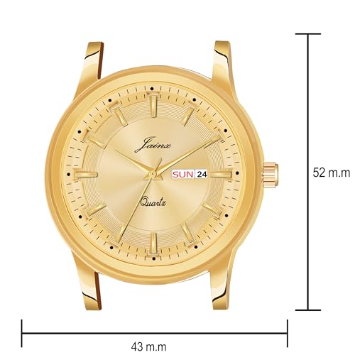 jainx Premium Golden Chain Day and Date Feature Analog Wrist Watch for Men - JM1175 - Image 3
