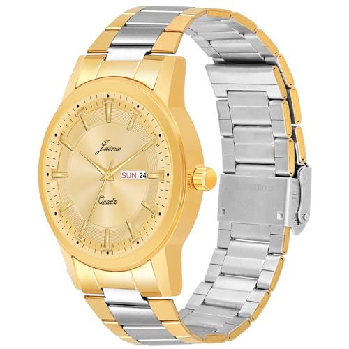 jainx Premium Golden Chain Day and Date Feature Analog Wrist Watch for Men - JM1175 - Image 2