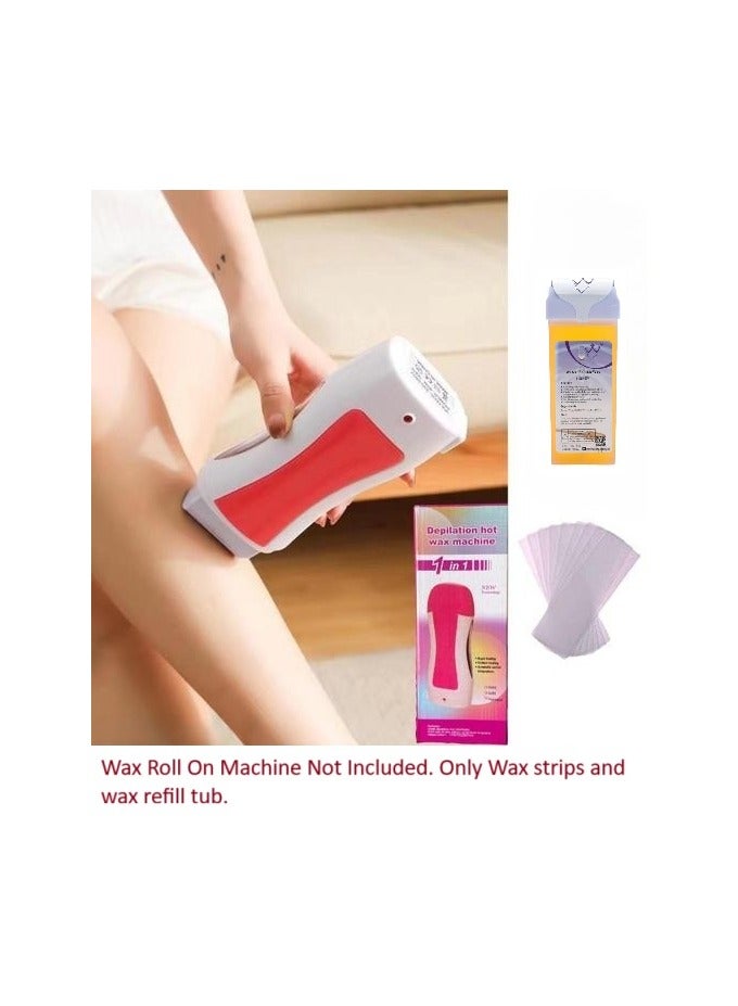 Roll-on Wax Refill Cartridge + Non‑Woven Wax Paper 50 pcs Combo – Strong, Lint‑Free Strips with Warm Wax Refill for Professional Hair Removal - Image 3