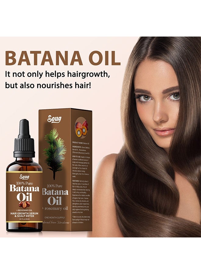 SOUG Batana Oil+Rosemary Oil Hair Growth Serum - Nourish Scalp & Detox for Strong & Healthy Hair 100% Organic Batana Oil from Honduras with Rosemary - Reduce Hair Loss & Detox Your Scalp 30ml - Image 1