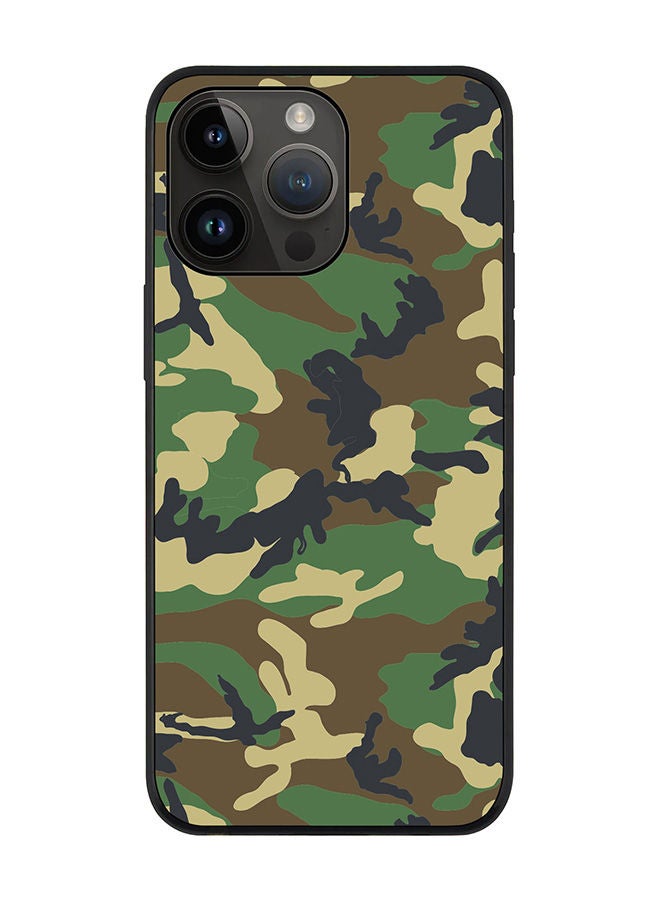 Stylizedd Rugged Black edge case for Apple iPhone 14 Pro Max Slim fit Soft Case Flexible Rubber Edges Anti Drop TPU Gel Thin Cover - Jungle Camo - Image 1