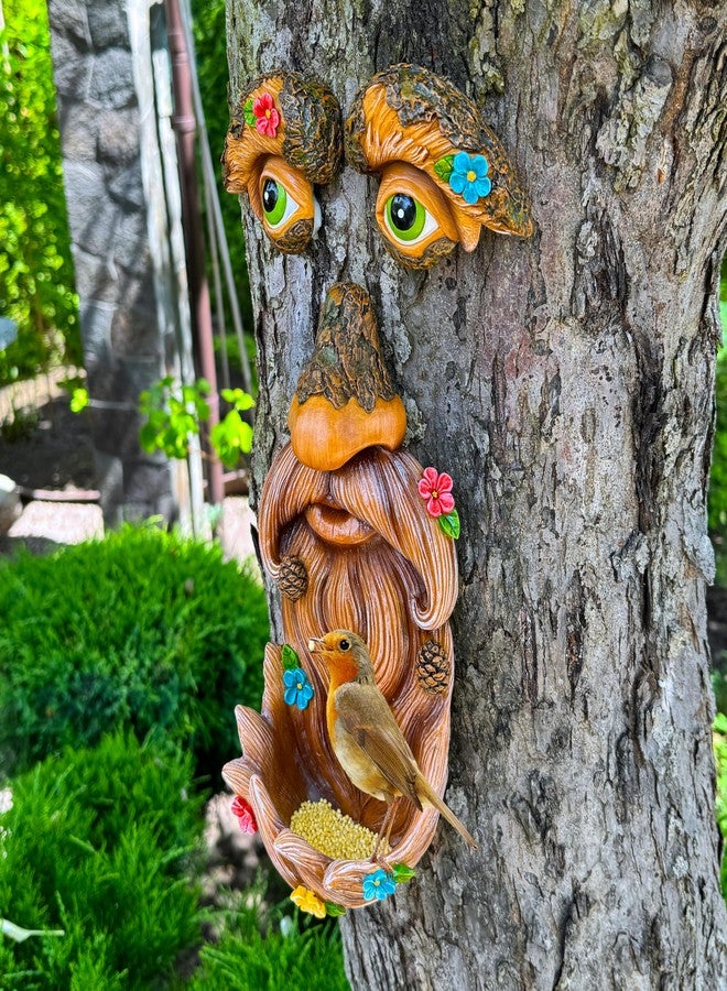 Mood Lab Tree Face Decor - Outdoor Tree Bird Feeder - Old Man Tree Face Decoration - Tree Garden Hugger - Yard Art Statues - Image 4
