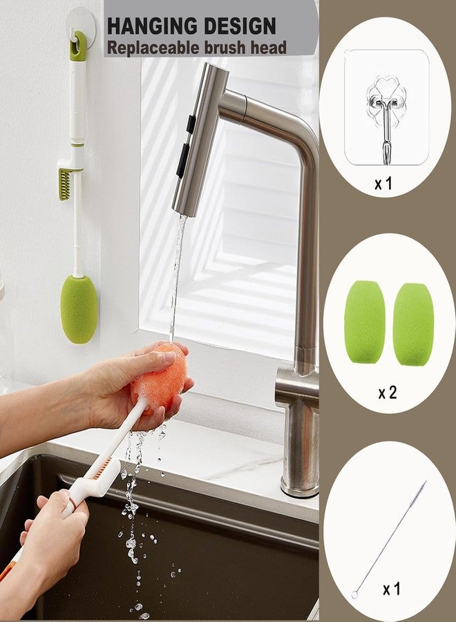 PD GROW Bottle Cleaning Sponge Brush,Long Handle Soft Sponge Brush,3 in 1 Multifunctional Cleaning Brush for Water Bottles, Baby Bottles, Tumblers, Drinking Glasses, Strews, Mug Pack of 1 (Green) - Image 5