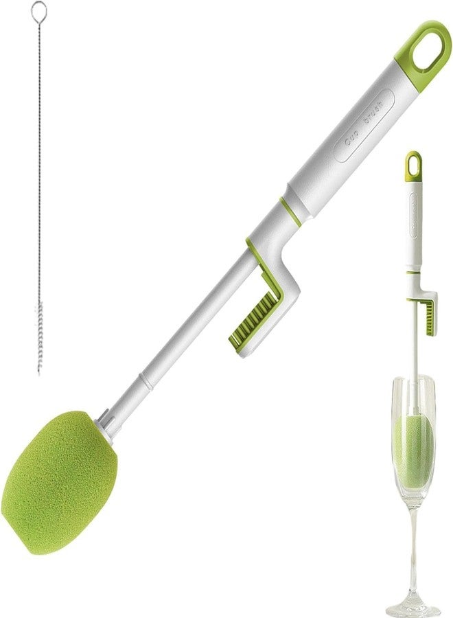 PD GROW Bottle Cleaning Sponge Brush,Long Handle Soft Sponge Brush,3 in 1 Multifunctional Cleaning Brush for Water Bottles, Baby Bottles, Tumblers, Drinking Glasses, Strews, Mug Pack of 1 (Green) - Image 1