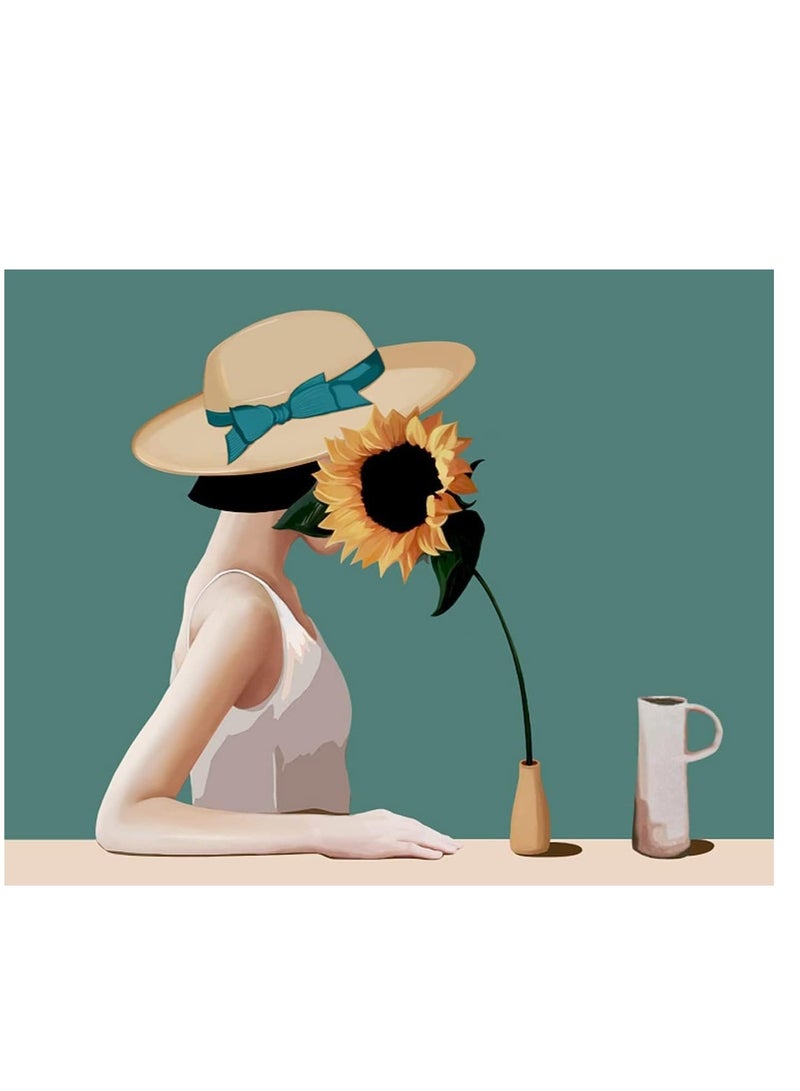 كابتن تيك Painting by Numbers for Adults, DIY Adults Paint by Numbers Girls, Sunflowers Paint by Numbers Kits with Brushes and Acrylic Pigment Paint by Numbers for Home Decoration Without Frame - Image 1