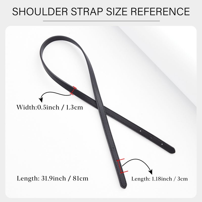 OAikor Purse Strap Replacement Compatible with Coach Mollie Tote Bag 25 & MK Basket Bags, 2 Pieces Microfiber Leather Shoulder Strap for Tote HandBag Handles(Black,31.9 inches) - Image 2