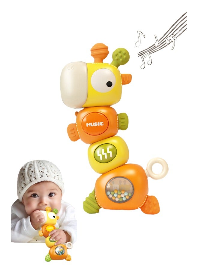 Baby Music Ringing Bell,Rattle Toy, Baby Teething Toy for Infants 3+ Months, Toddlers Sensory Toys, Baby Gifts (Orange)  - Image 1