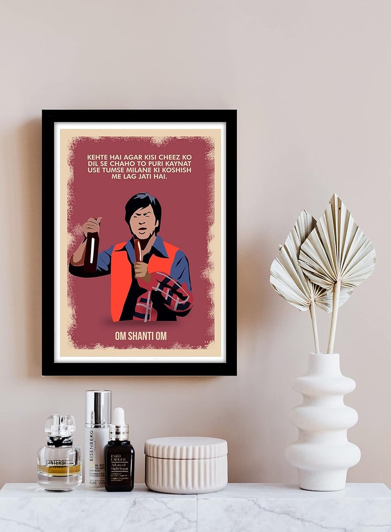 GRAY WALL Good Hope Bollywood Movies Om Shanti Om Frame For Room Office Framed Poster10X13Inch Red Wall Mount Rectangular - Image 3