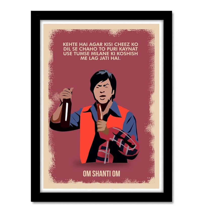 GRAY WALL Good Hope Bollywood Movies Om Shanti Om Frame For Room Office Framed Poster10X13Inch Red Wall Mount Rectangular - Image 1